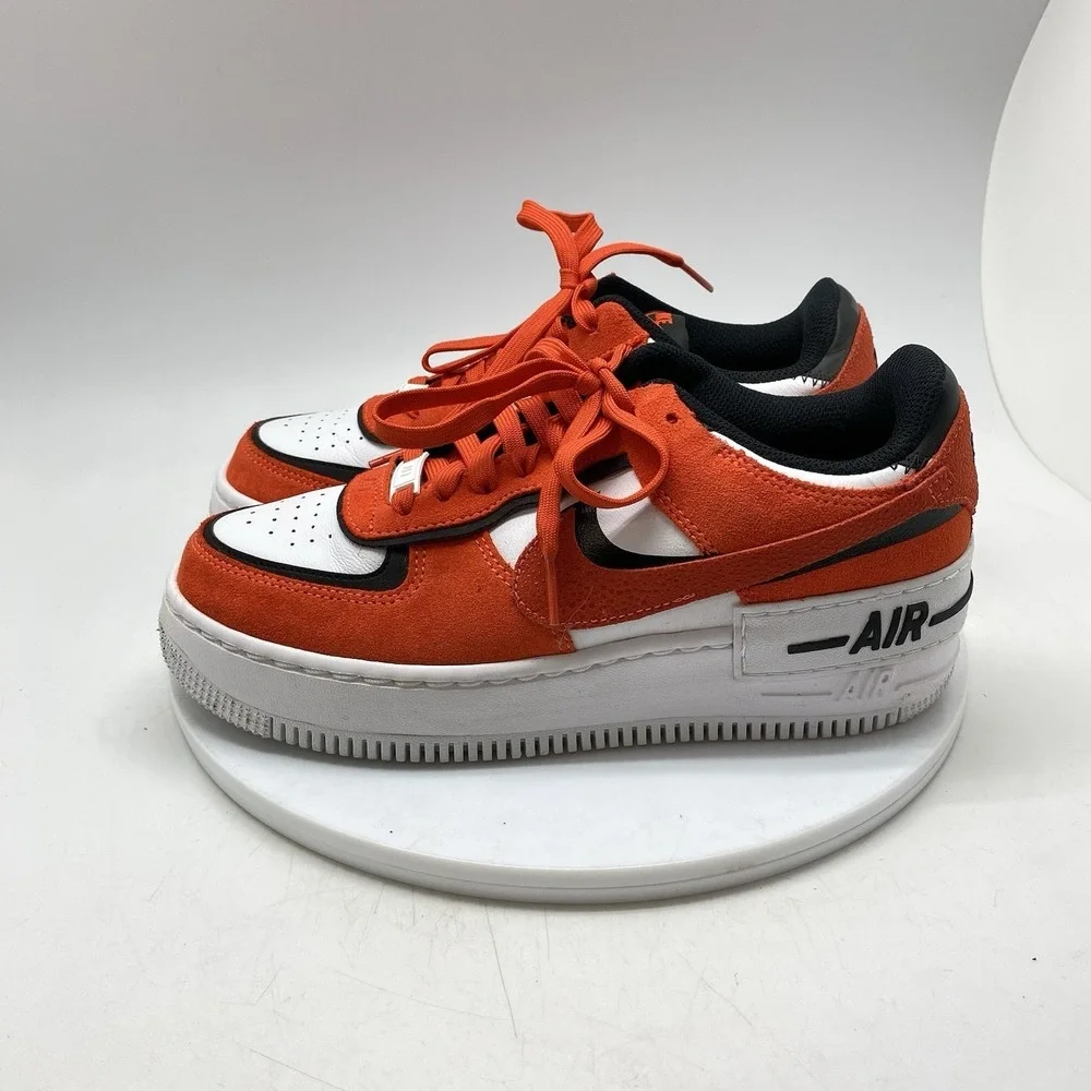 Nike Air Force 1‎ Shadow Sneakers Womens 8 Rush Orange Low Top Shoes DQ8586-800